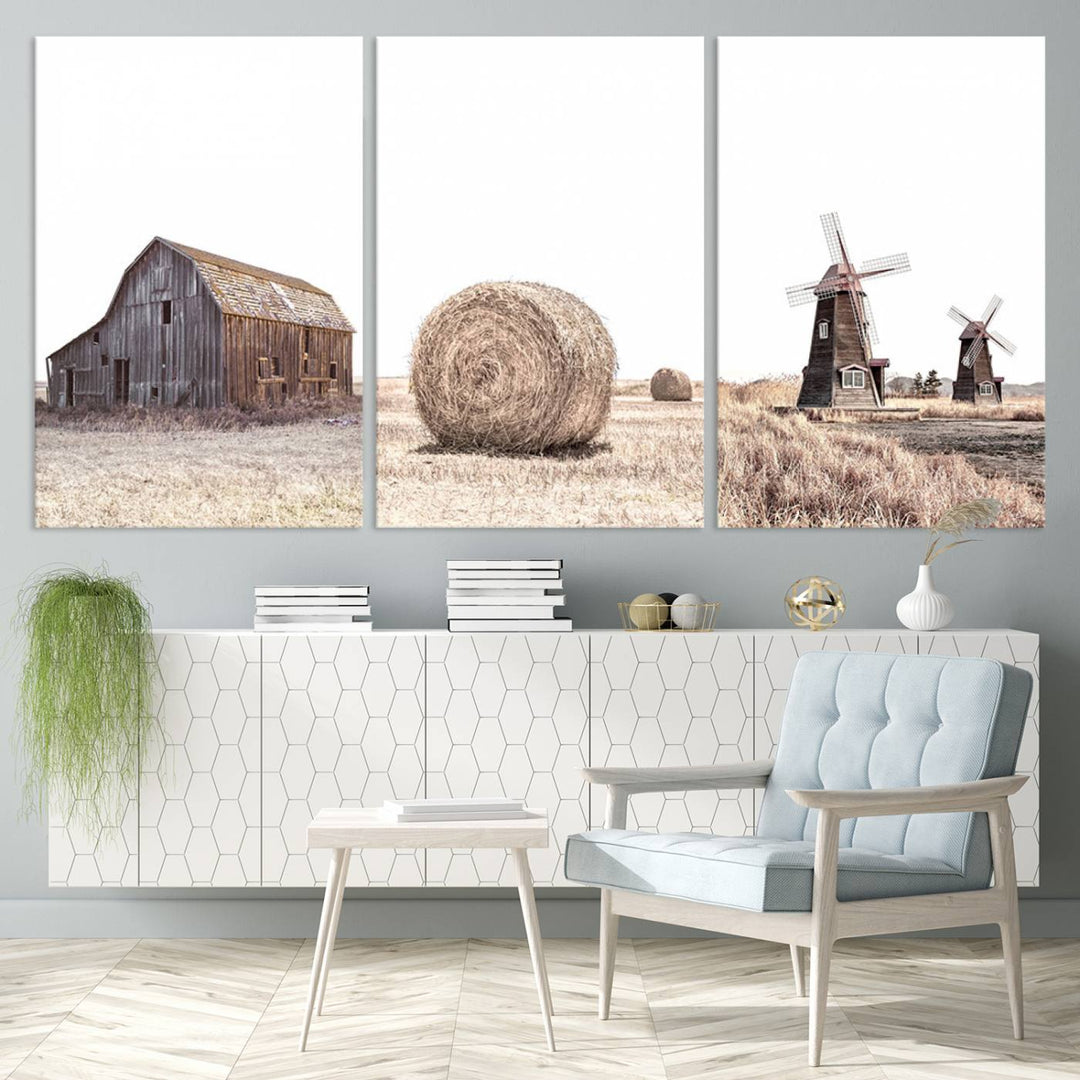 Farm Prints Set, Set of 3 Farmhouse Wall Art, Country House Decor, Barn Print, Wheat Print, Farmhouse Wall Art, Gallery Wall Art, Farm Print