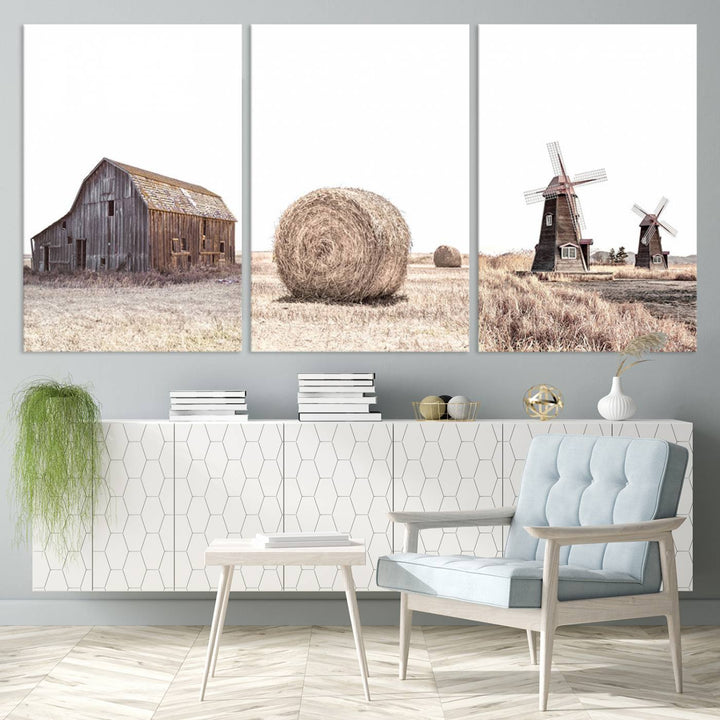 Farm Prints Set, Set of 3 Farmhouse Wall Art, Country House Decor, Barn Print, Wheat Print, Farmhouse Wall Art, Gallery Wall Art, Farm Print