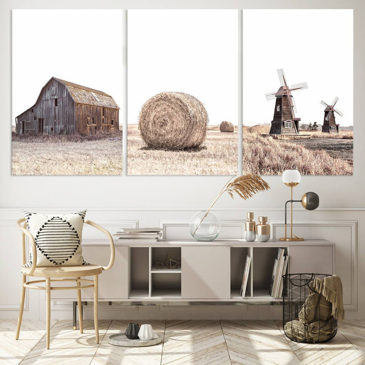 Farm Prints Set, Set of 3 Farmhouse Wall Art, Country House Decor, Barn Print, Wheat Print, Farmhouse Wall Art, Gallery Wall Art, Farm Print