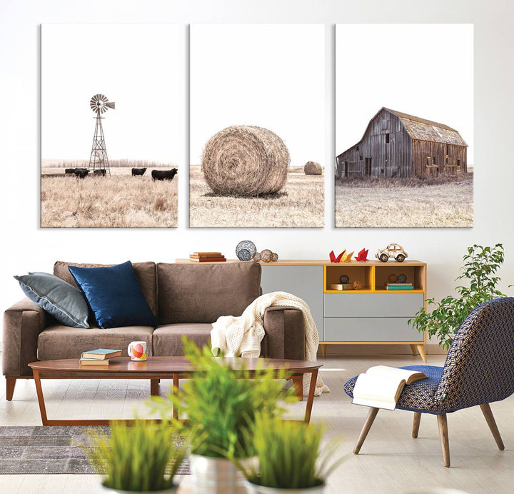 Farm Prints Set, Set of 6 Farmhouse Wall Art, Country House Decor, Barn Print, Wheat Print, Farmhouse Wall Art, Gallery Wall Art, Farm Print