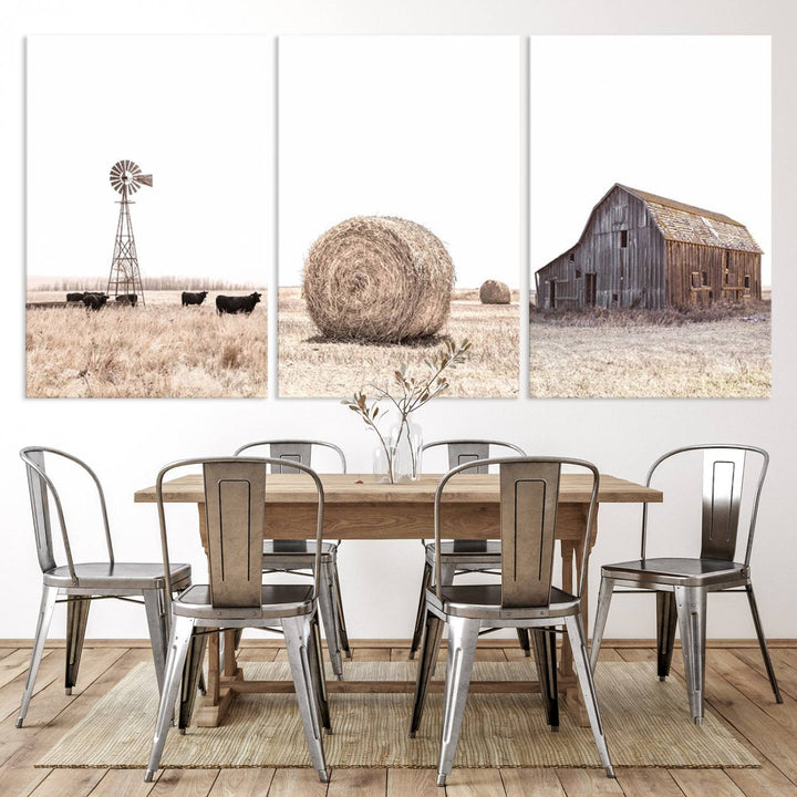 Farm Prints Set, Set of 6 Farmhouse Wall Art, Country House Decor, Barn Print, Wheat Print, Farmhouse Wall Art, Gallery Wall Art, Farm Print