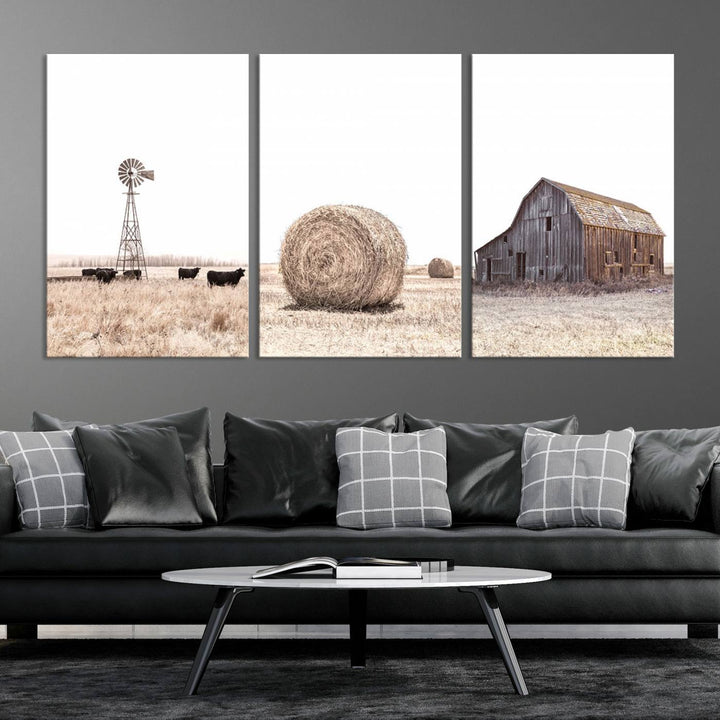 Farm Prints Set, Set of 6 Farmhouse Wall Art, Country House Decor, Barn Print, Wheat Print, Farmhouse Wall Art, Gallery Wall Art, Farm Print