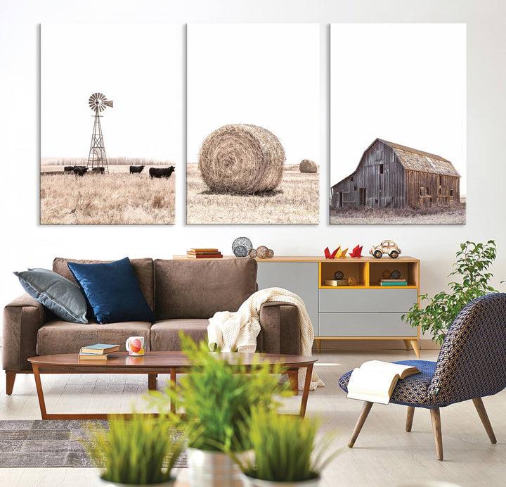 Farm Prints Set, Set of 6 Farmhouse Wall Art, Country House Decor, Barn Print, Wheat Print, Farmhouse Wall Art, Gallery Wall Art, Farm Print