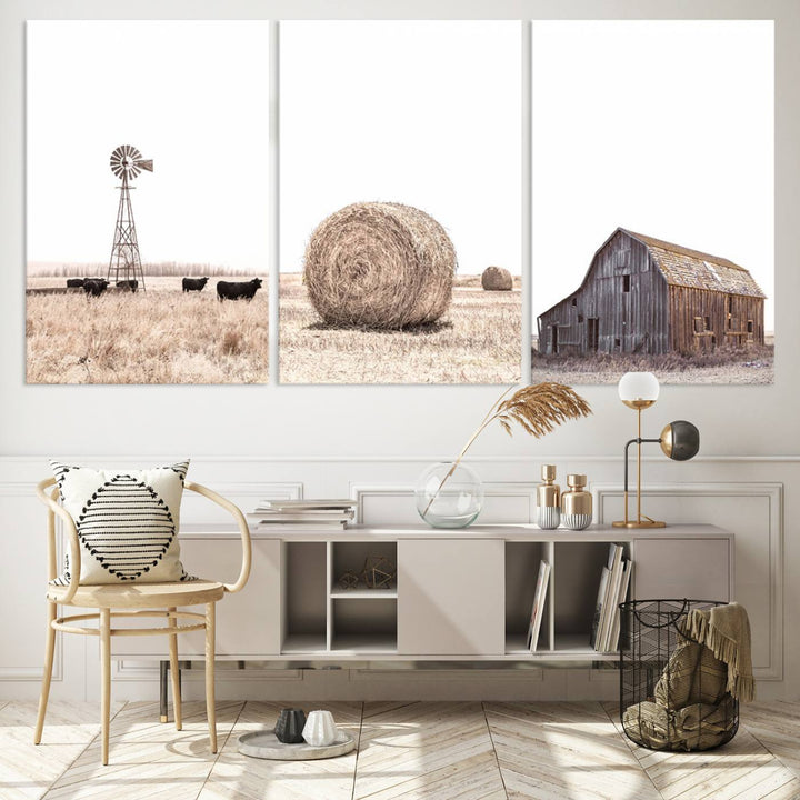 Farm Prints Set, Set of 6 Farmhouse Wall Art, Country House Decor, Barn Print, Wheat Print, Farmhouse Wall Art, Gallery Wall Art, Farm Print