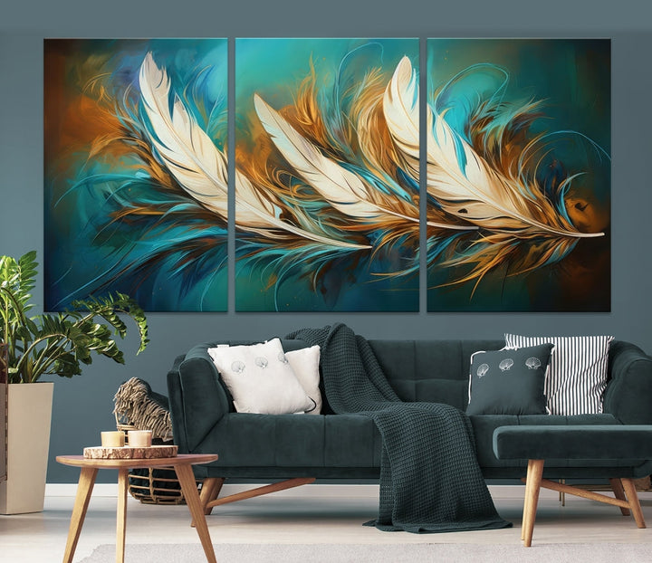 Feathers Abstract Art Print Canvas Wall Decor for Living Room Gift for Moving