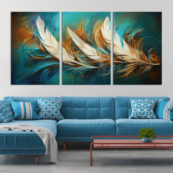 Feathers Abstract Art Print Canvas Wall Decor for Living Room Gift for Moving