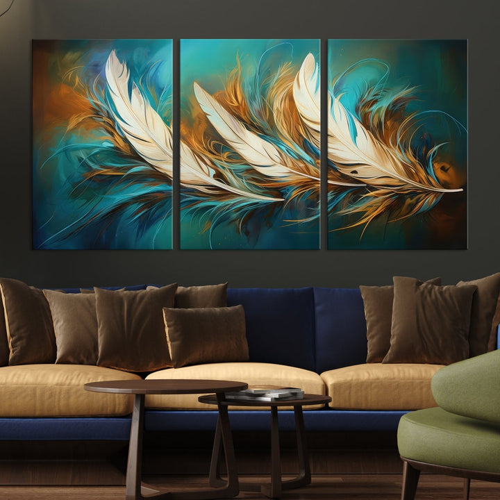 Feathers Abstract Art Print Canvas Wall Decor for Living Room Gift for Moving