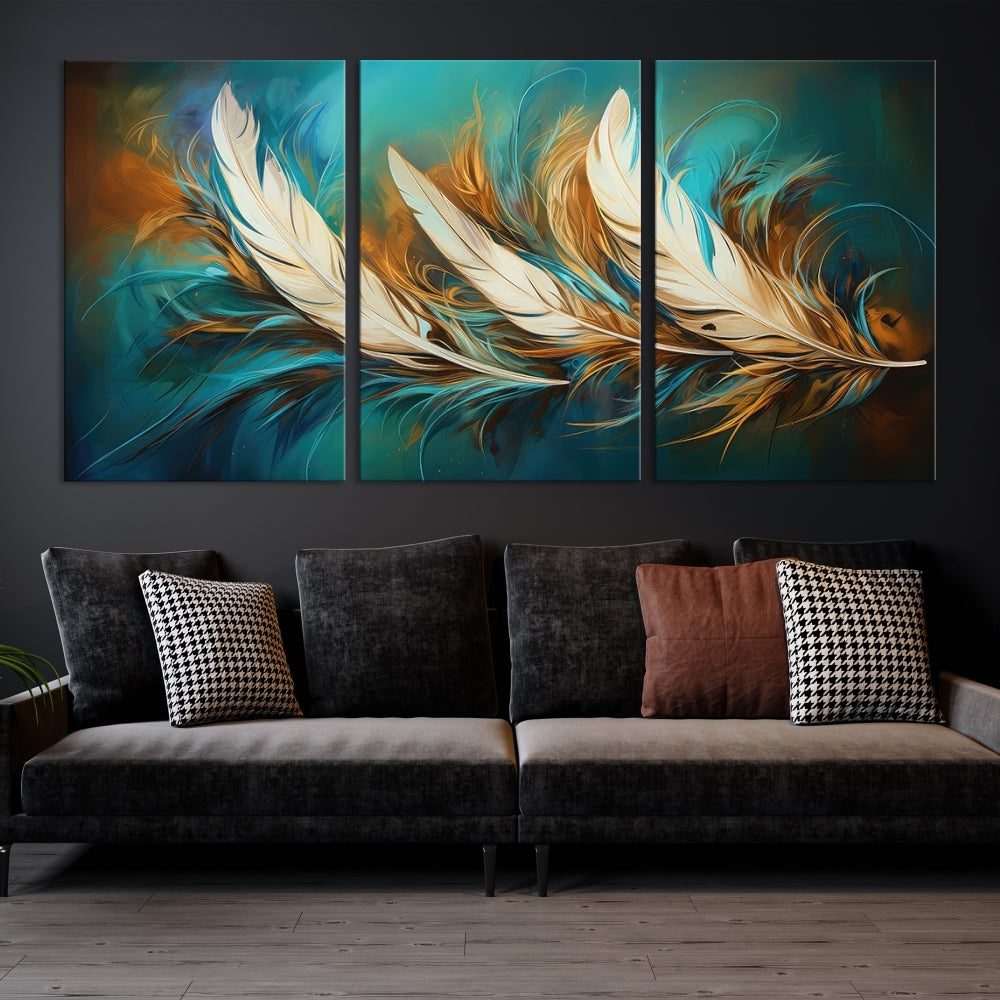 Feathers Abstract Art Print Canvas Wall Decor for Living Room Gift for Moving