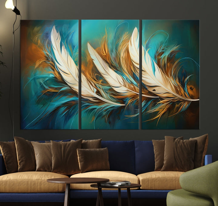 Feathers Abstract Art Print Canvas Wall Decor for Living Room Gift for Moving