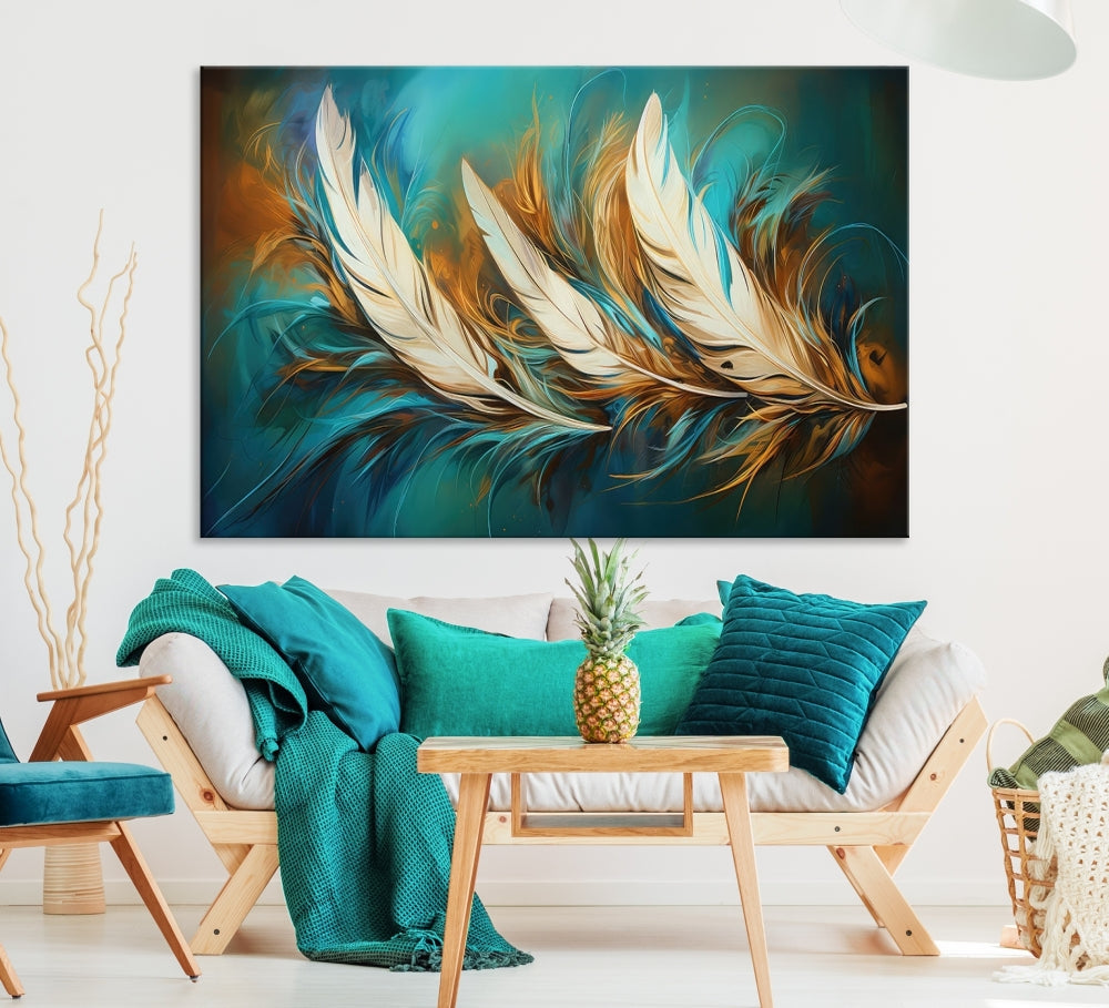 Feathers Abstract Art Print Canvas Wall Decor for Living Room Gift for Moving