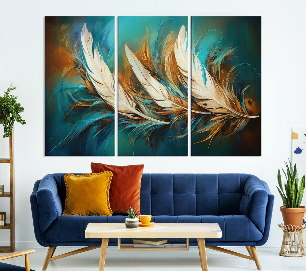 Feathers Abstract Art Print Canvas Wall Decor for Living Room Gift for Moving