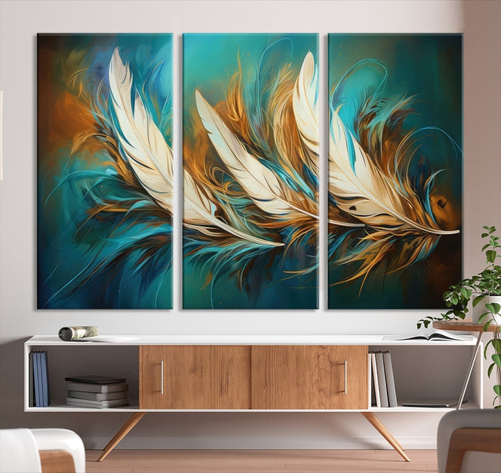 Feathers Abstract Art Print Canvas Wall Decor for Living Room Gift for Moving