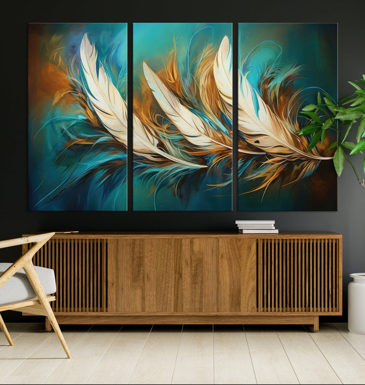 Feathers Abstract Art Print Canvas Wall Decor for Living Room Gift for Moving