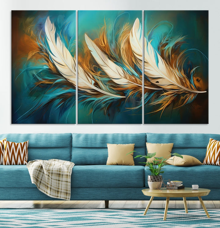 Feathers Abstract Art Print Canvas Wall Decor for Living Room Gift for Moving