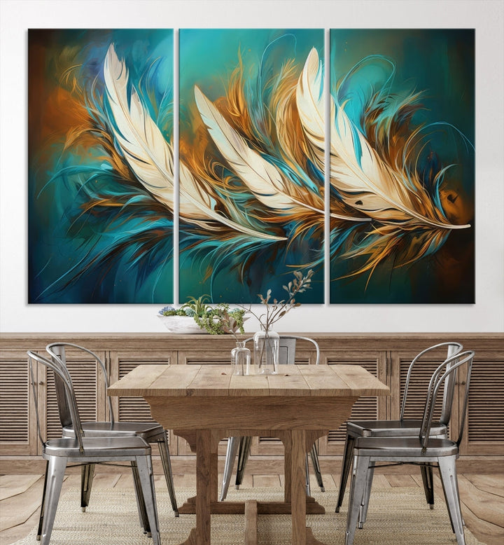 Feathers Abstract Art Print Canvas Wall Decor for Living Room Gift for Moving