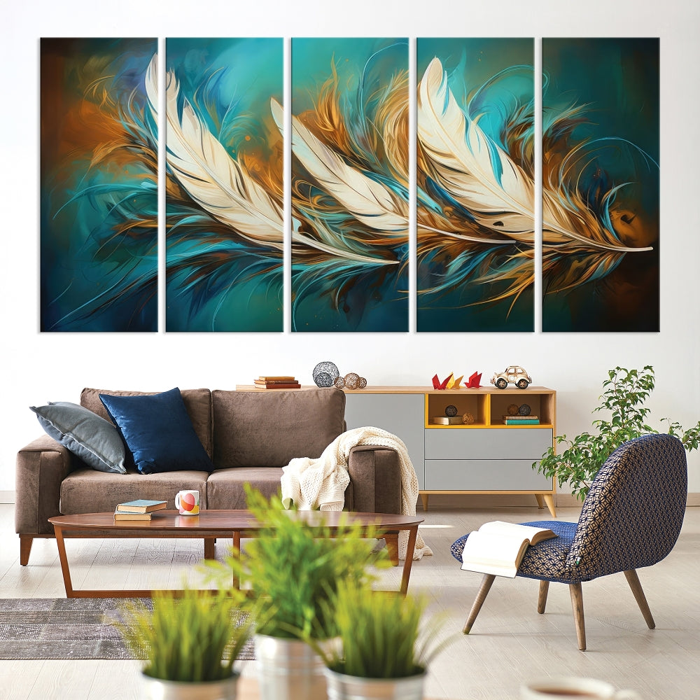 Feathers Abstract Art Print Canvas Wall Decor for Living Room Gift for Moving