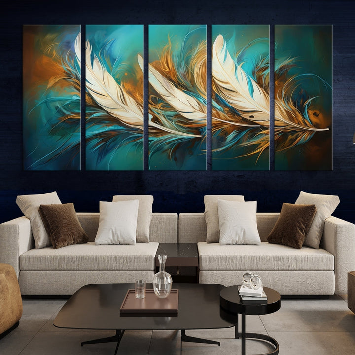 Feathers Abstract Art Print Canvas Wall Decor for Living Room Gift for Moving