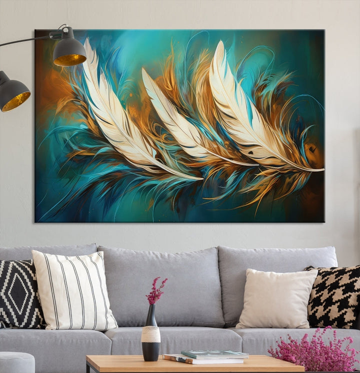 Feathers Abstract Art Print Canvas Wall Decor for Living Room Gift for Moving