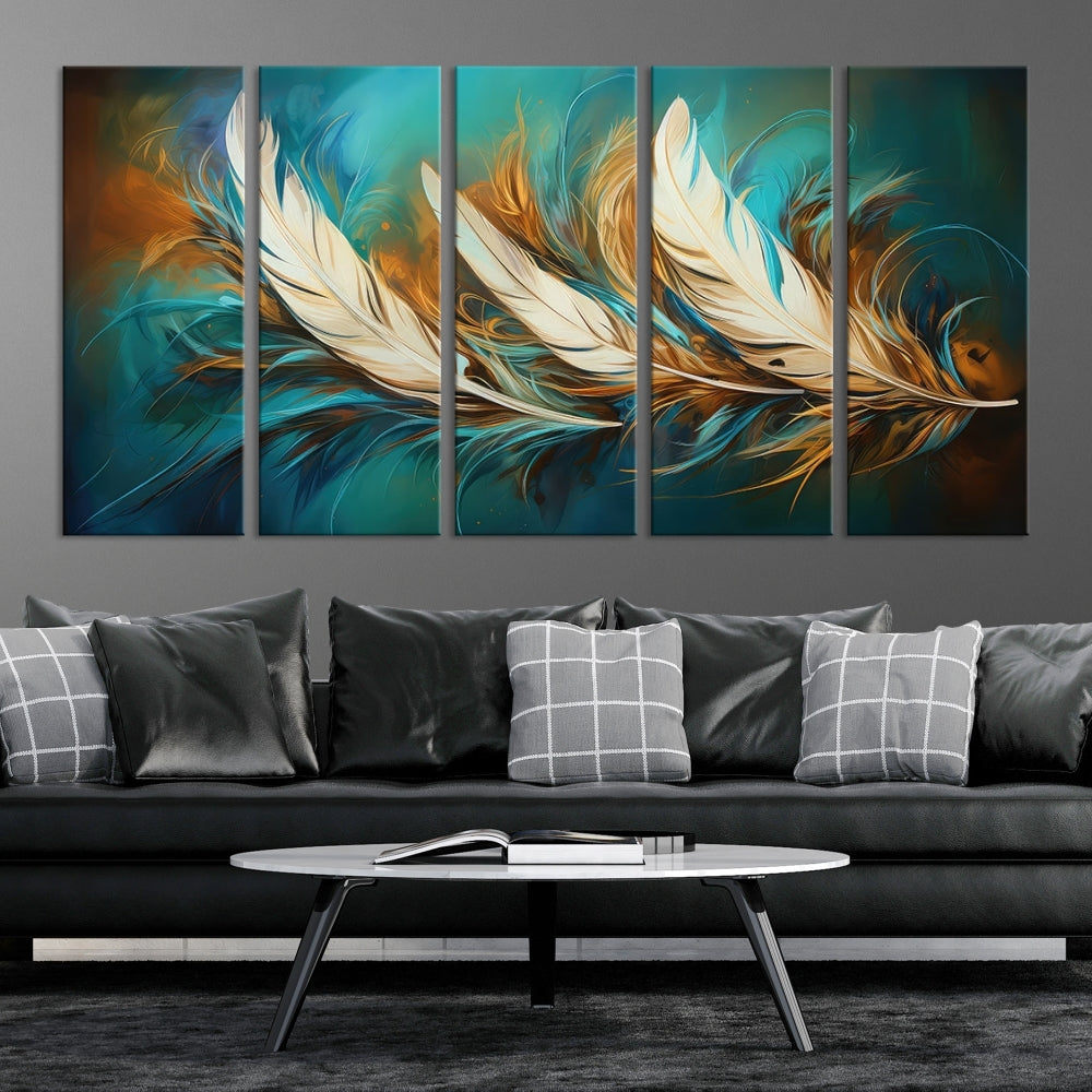 Feathers Abstract Art Print Canvas Wall Decor for Living Room Gift for Moving