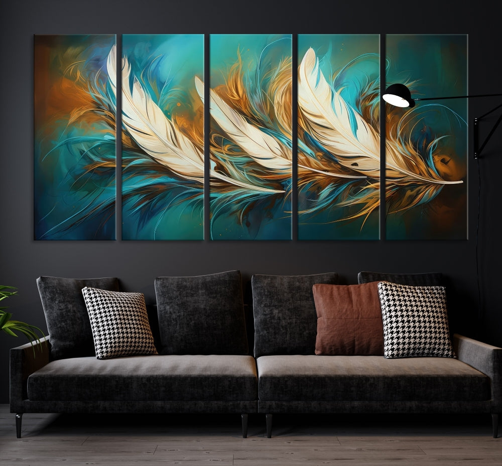 Feathers Abstract Art Print Canvas Wall Decor for Living Room Gift for Moving