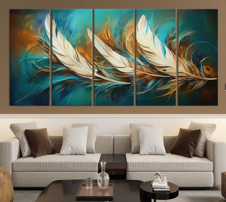 Feathers Abstract Art Print Canvas Wall Decor for Living Room Gift for Moving