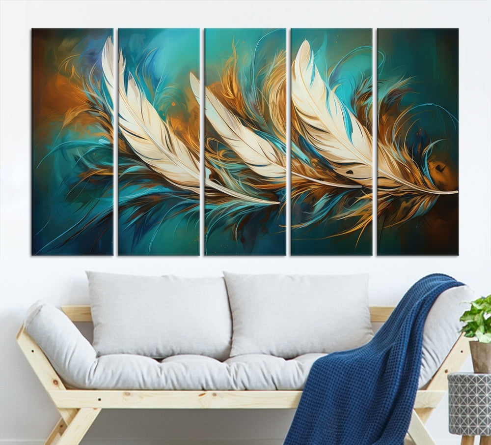 Feathers Abstract Art Print Canvas Wall Decor for Living Room Gift for Moving