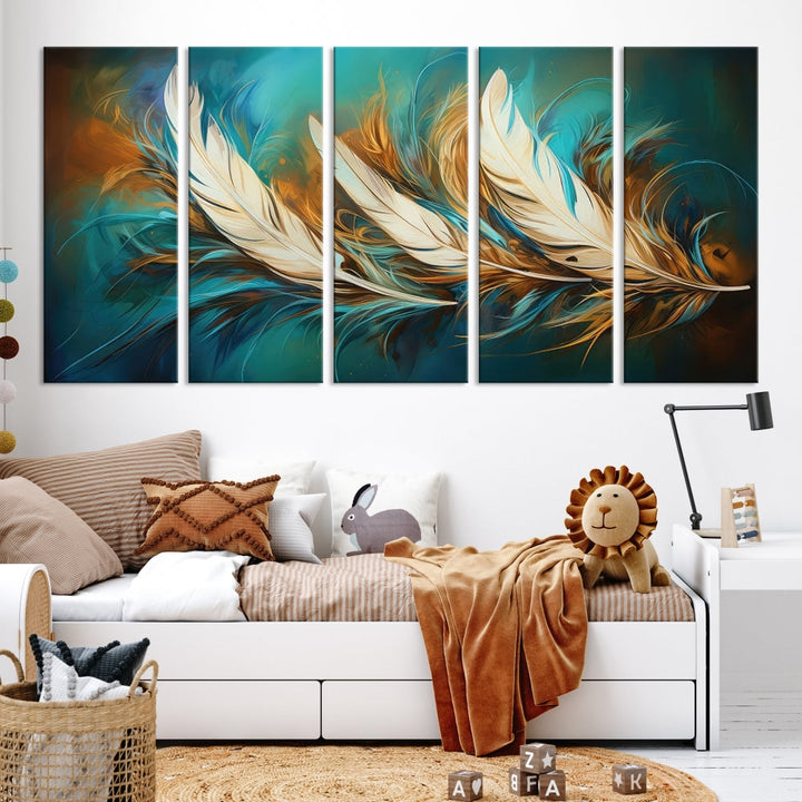 Feathers Abstract Art Print Canvas Wall Decor for Living Room Gift for Moving