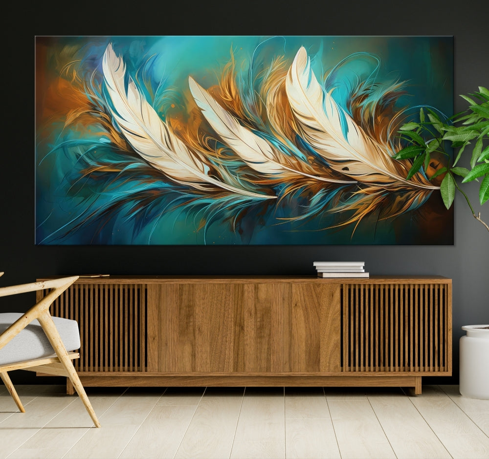 Feathers Abstract Art Print Canvas Wall Decor for Living Room Gift for Moving