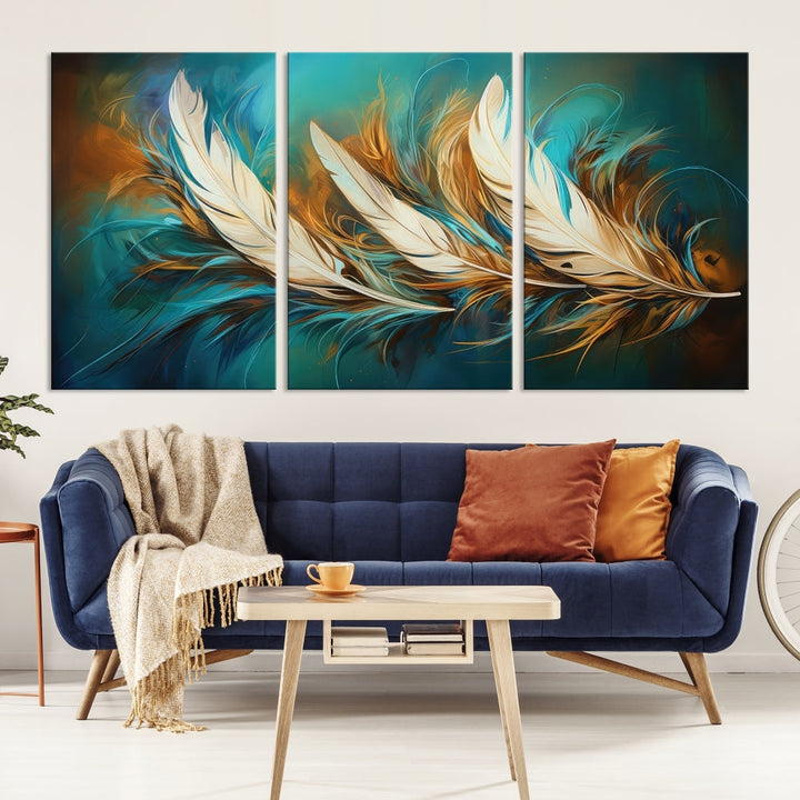 Feathers Abstract Art Print Canvas Wall Decor for Living Room Gift for Moving