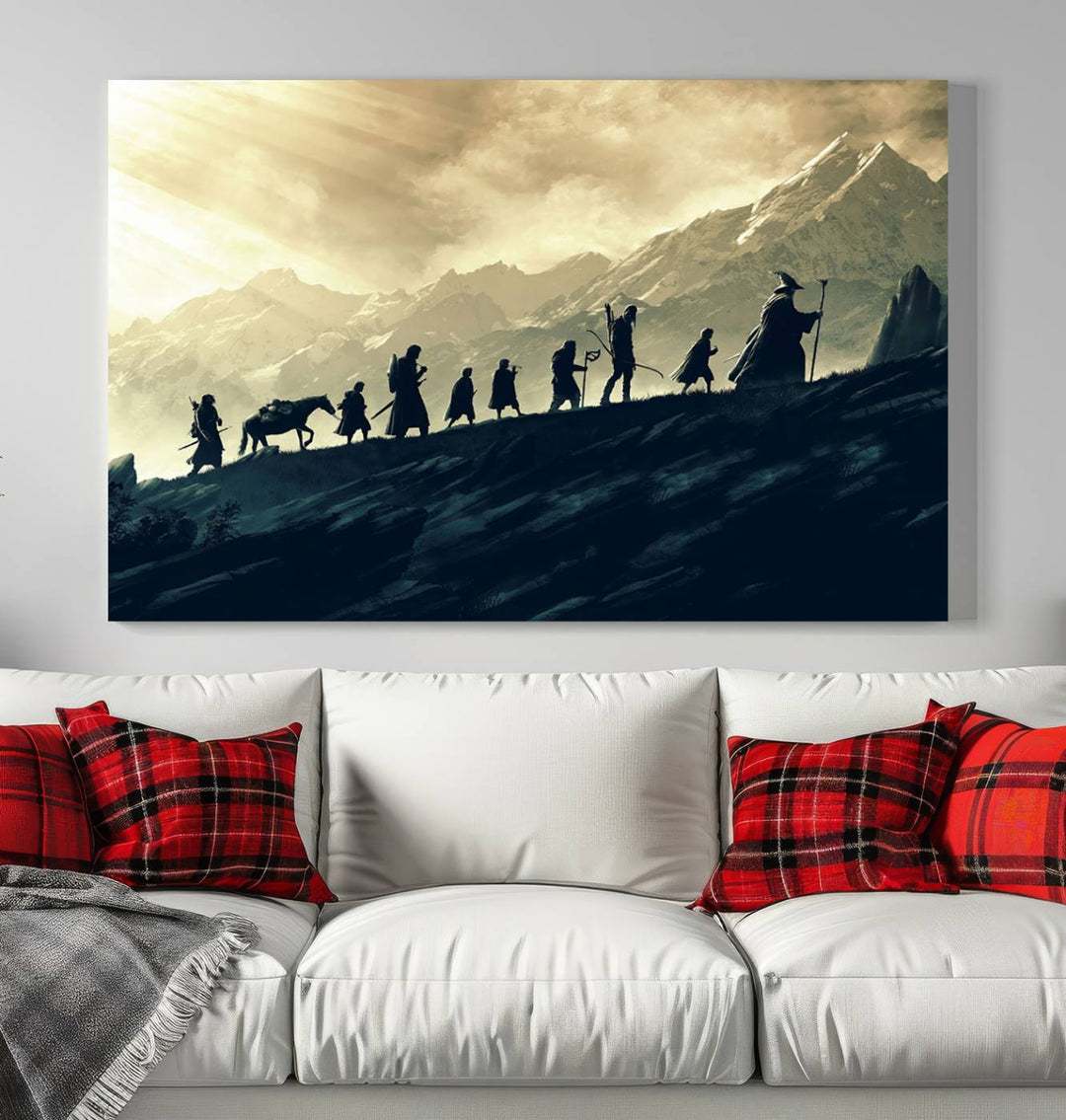 Fellowship of the Ring Wall Art Canvas Print, Framed set of 3 LOTR Print, Lord of the Rings Canvas Art