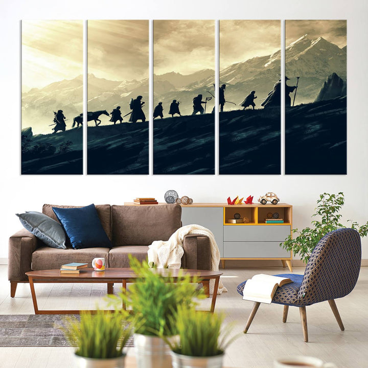 Fellowship of the Ring Wall Art Canvas Print, Framed set of 3 LOTR Print, Lord of the Rings Canvas Art