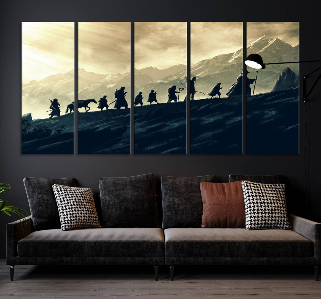 Fellowship of the Ring Wall Art Canvas Print, Framed set of 3 LOTR Print, Lord of the Rings Canvas Art