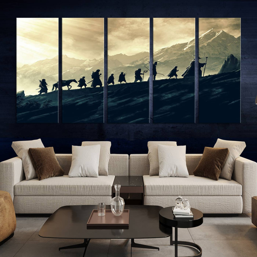 Fellowship of the Ring Wall Art Canvas Print, Framed set of 3 LOTR Print, Lord of the Rings Canvas Art