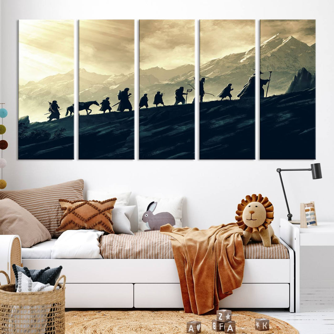 Fellowship of the Ring Wall Art Canvas Print, Framed set of 3 LOTR Print, Lord of the Rings Canvas Art