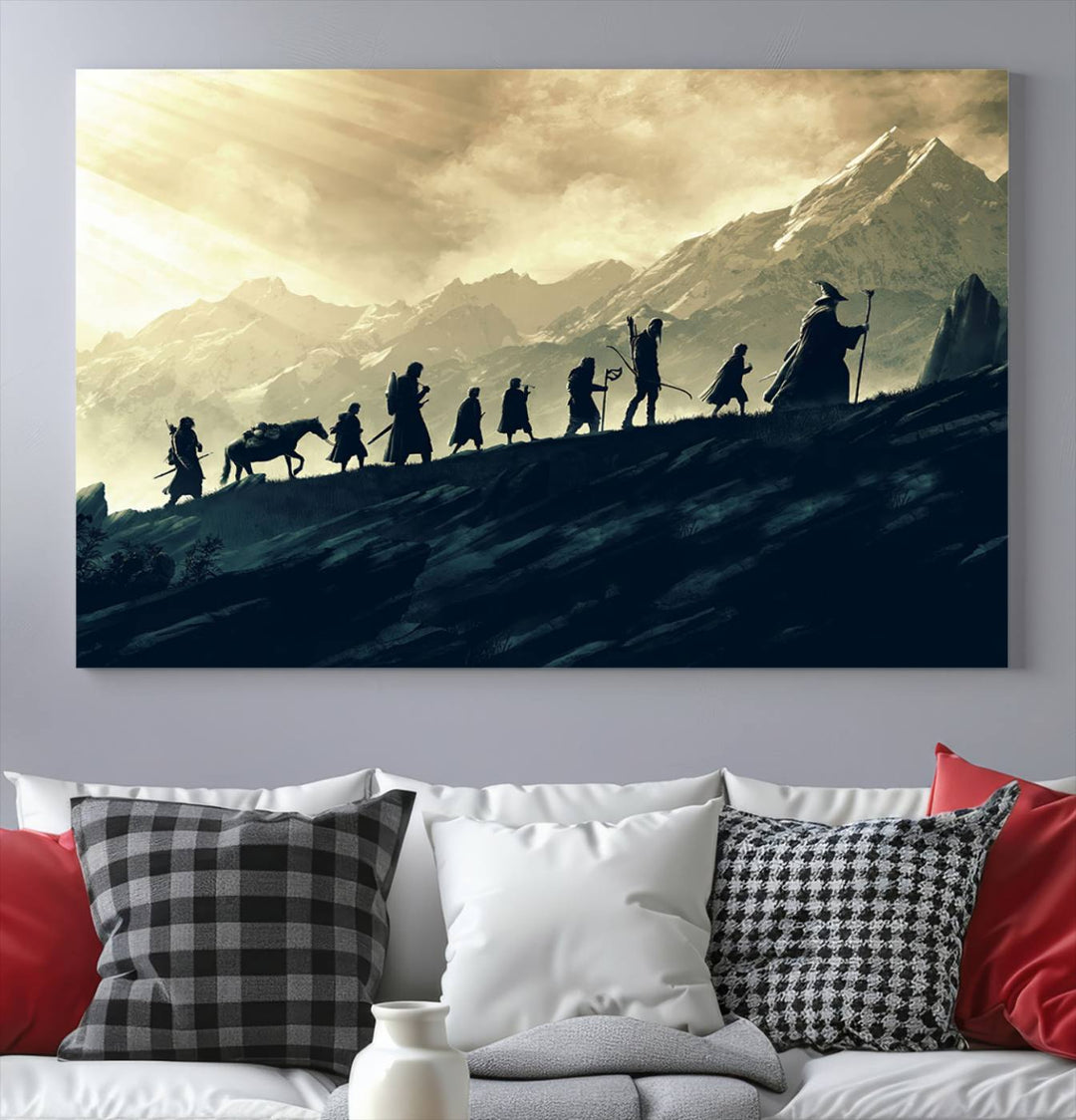 Fellowship of the Ring Wall Art Canvas Print, Framed set of 3 LOTR Print, Lord of the Rings Canvas Art