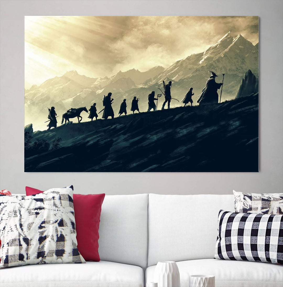 Fellowship of the Ring Wall Art Canvas Print, Framed set of 3 LOTR Print, Lord of the Rings Canvas Art