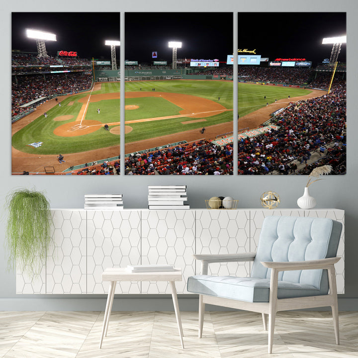 Fenway Park Boston Red Sox Baseball Stadium Wall Art Canvas Print for Gift Baseball Lover MLB Wall Art College Dorm Wall Decor Baseball Gift