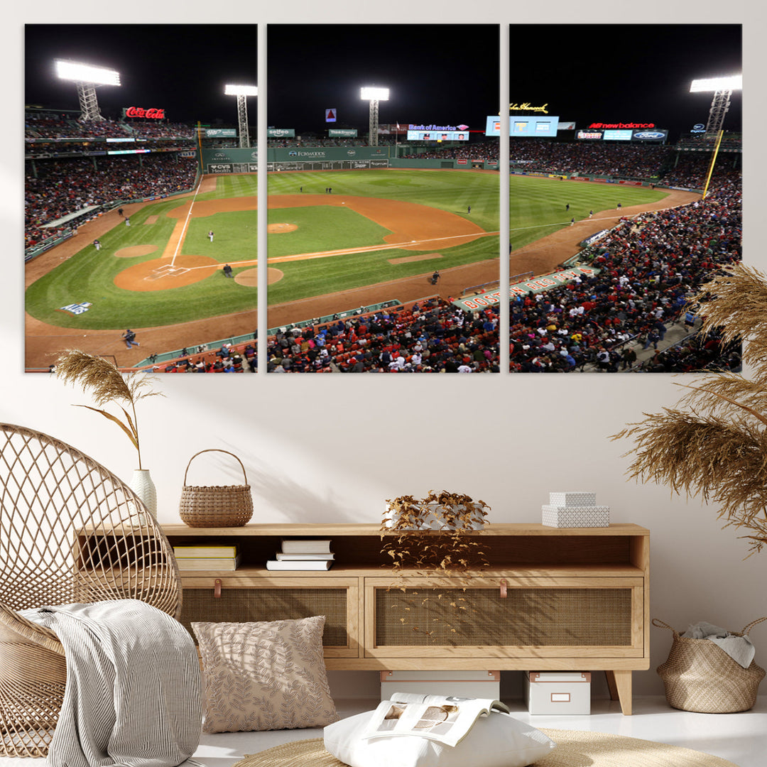 Fenway Park Boston Red Sox Baseball Stadium Wall Art Canvas Print for Gift Baseball Lover MLB Wall Art College Dorm Wall Decor Baseball Gift