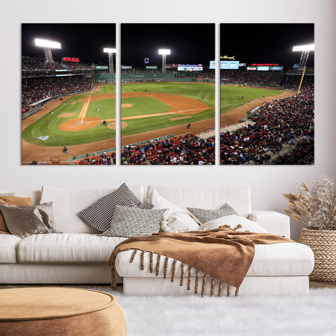 Fenway Park Boston Red Sox Baseball Stadium Wall Art Canvas Print for Gift Baseball Lover MLB Wall Art College Dorm Wall Decor Baseball Gift