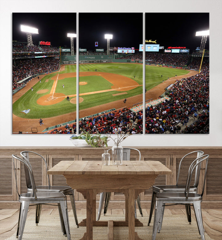 Fenway Park Boston Red Sox Baseball Stadium Wall Art Canvas Print for Gift Baseball Lover MLB Wall Art College Dorm Wall Decor Baseball Gift