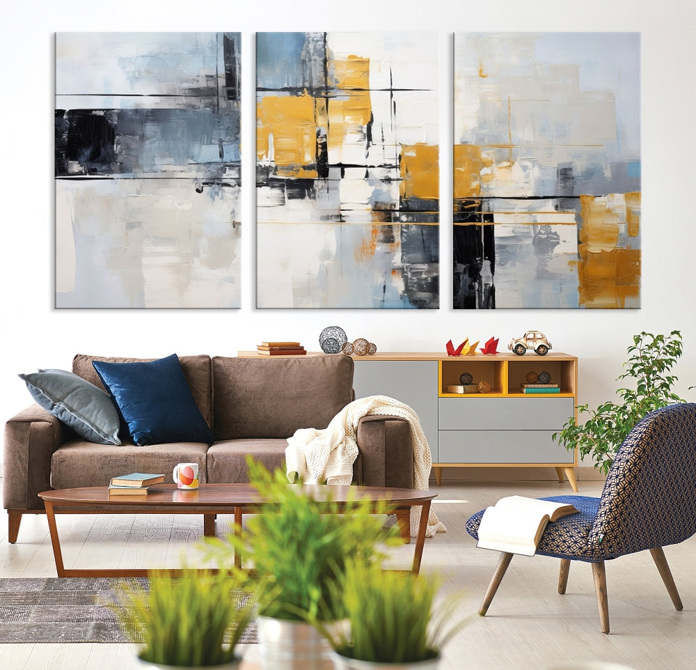 Fine Abstract Painting on Original Canvas, Large Wall Art Canvas Print, Set of Living Room Wall Decor