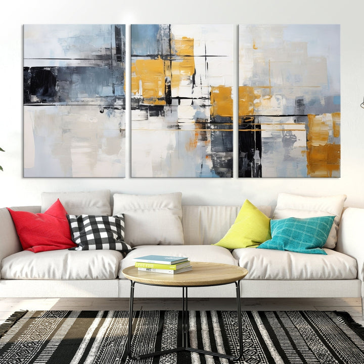 Fine Abstract Painting on Original Canvas, Large Wall Art Canvas Print, Set of Living Room Wall Decor