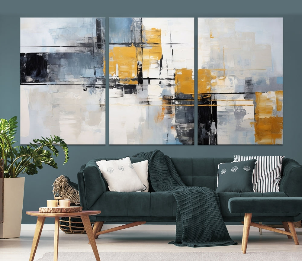 Fine Abstract Painting on Original Canvas, Large Wall Art Canvas Print, Set of Living Room Wall Decor