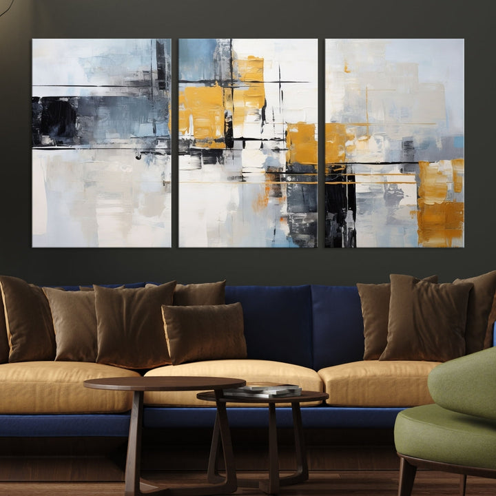 Fine Abstract Painting on Original Canvas, Large Wall Art Canvas Print, Set of Living Room Wall Decor