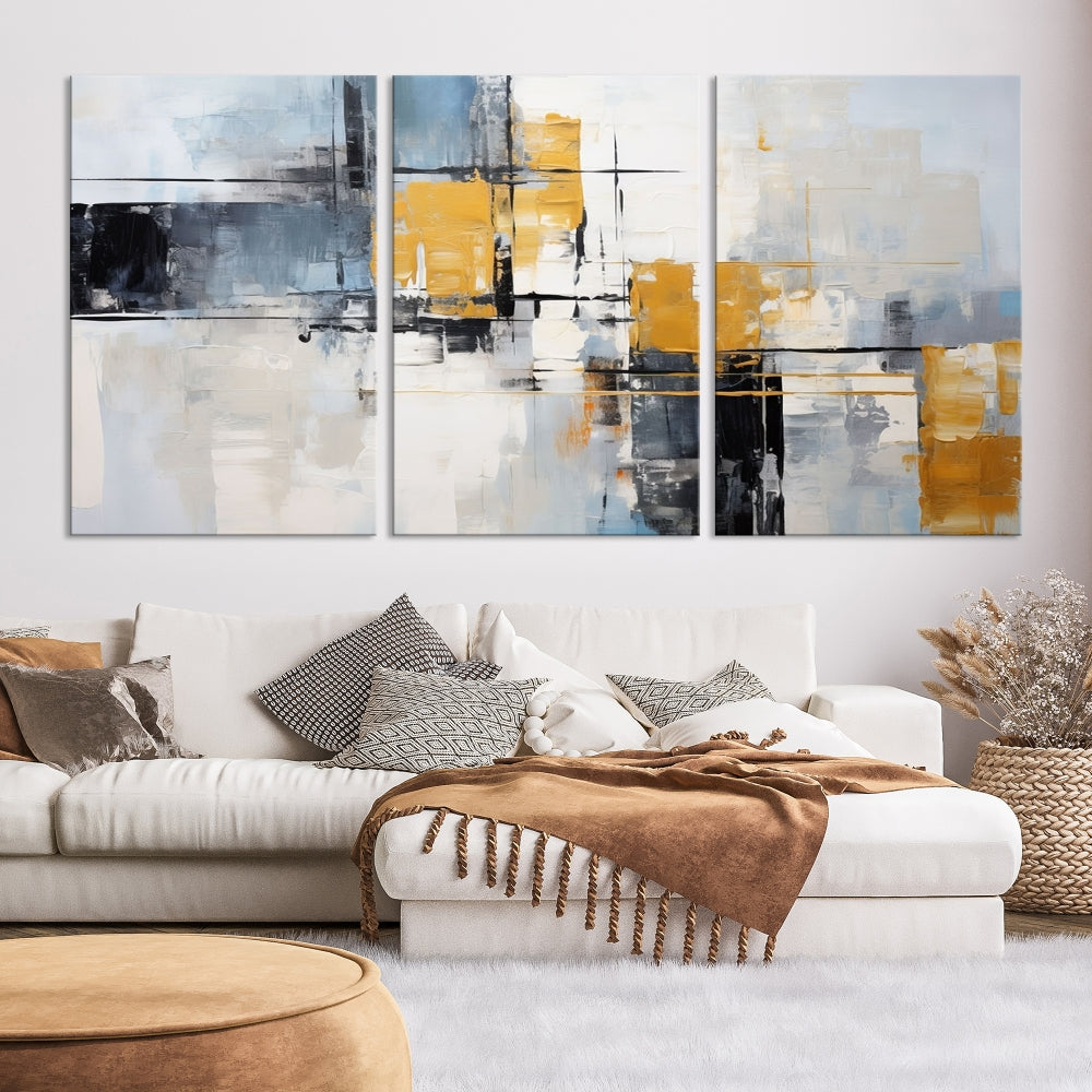 Fine Abstract Painting on Original Canvas, Large Wall Art Canvas Print, Set of Living Room Wall Decor