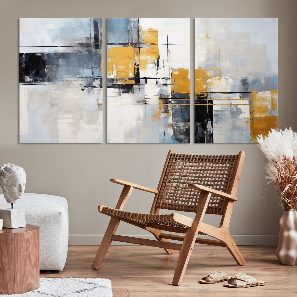 Fine Abstract Painting on Original Canvas, Large Wall Art Canvas Print, Set of Living Room Wall Decor