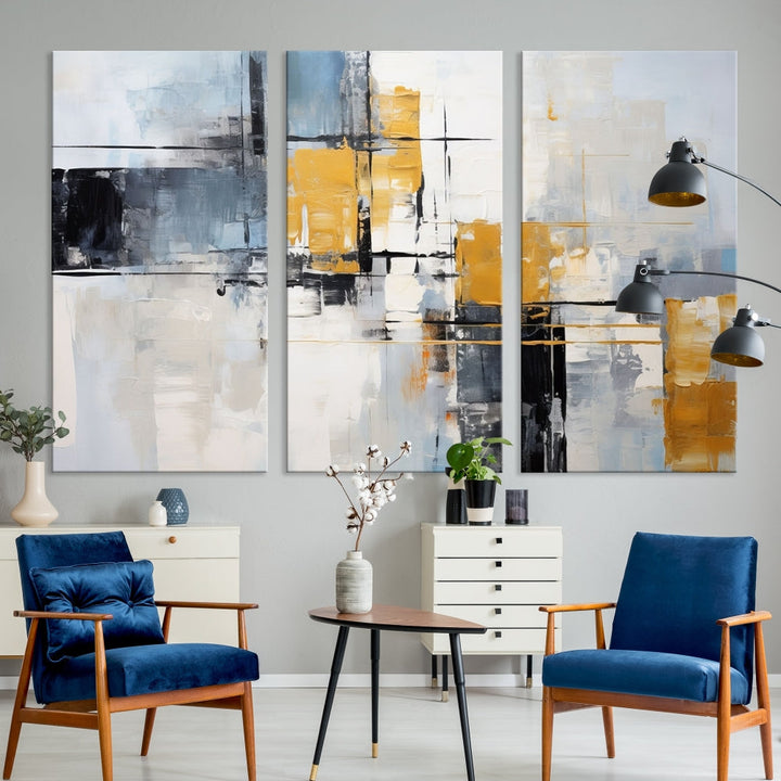 Fine Abstract Painting on Original Canvas, Large Wall Art Canvas Print, Set of Living Room Wall Decor