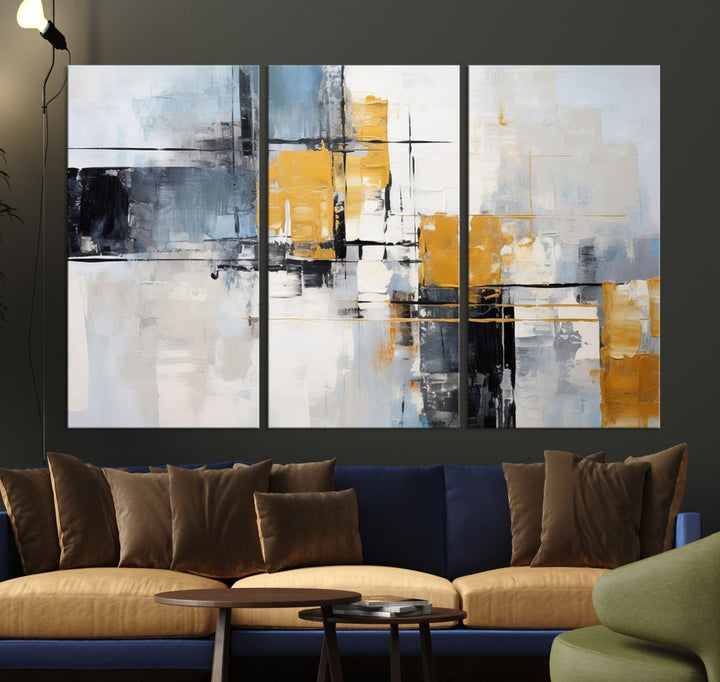 Fine Abstract Painting on Original Canvas, Large Wall Art Canvas Print, Set of Living Room Wall Decor