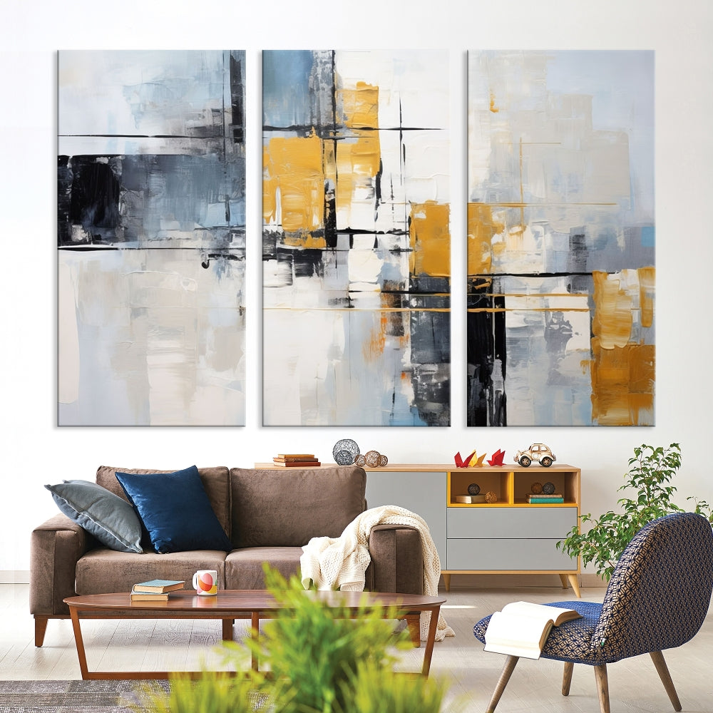 Fine Abstract Painting on Original Canvas, Large Wall Art Canvas Print, Set of Living Room Wall Decor