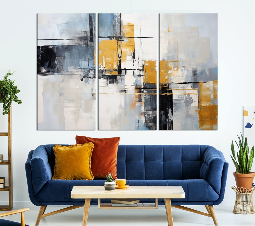 Fine Abstract Painting on Original Canvas, Large Wall Art Canvas Print, Set of Living Room Wall Decor